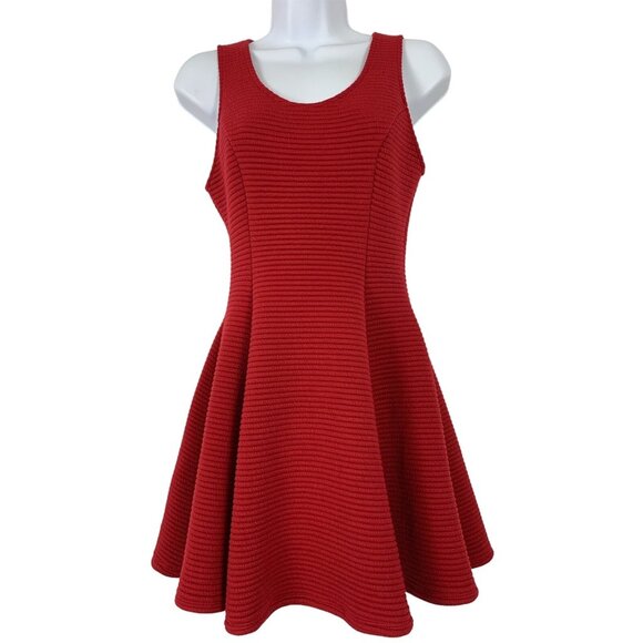 Dina Be Womens Red Sleeveless Textured Fit & Flare Dress Size XS - Picture 1 of 11